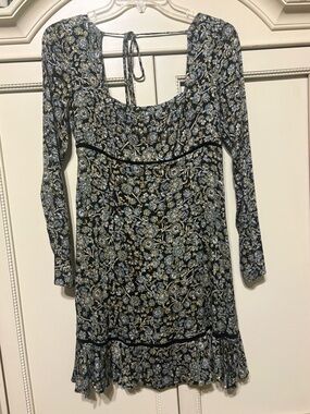 Free people Floral Long-Sleeve Scoop Neck Dress  size 4